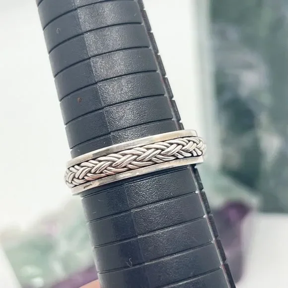 Sterling Silver Ring Braided Celtic Spinner Fidget Stamped 925 Size Z+2 - Picture 6 of 6